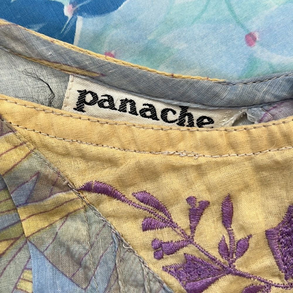 Vintage Panache Banana Leaf Pastel Cotton Embroidered Dress - Picture 14 of 16